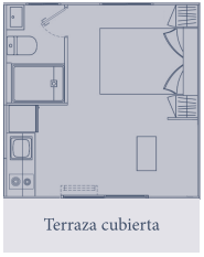 Plano de una terraza cubierta en un diseño interior.