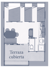 Plano de distribucio?n de una terraza cubierta y ambientes.